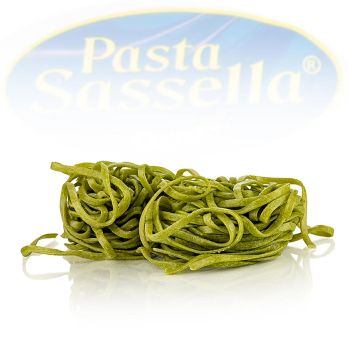 Frische Tagliarini mit Spinat, grün, Bandnudel, 3mm, Sassella, 500 g