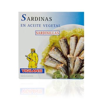 Sardinen, ganz, mit Haut und Gräten, in Pflanzenöl, 275 g