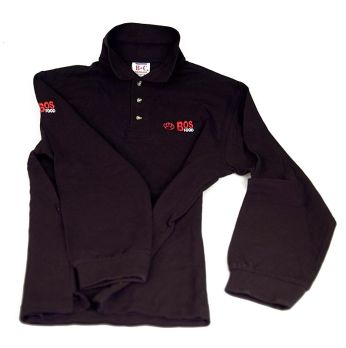 BOS FOOD Polo-Shirt, Langarm, Unisex, schwarz mit Bestickung, Gr. L, 1 St