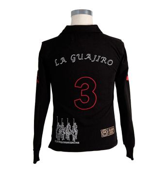 BOS FOOD EDITION Polo-Shirt La Guajiro, Langarm, schwarz/rot, Damen Gr. XL, 1 St