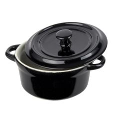 Cocotte aus Keramik, schwarz, mit Deckel, 250 ml, ø 10,5cm, 5 cm hoch, 1 St