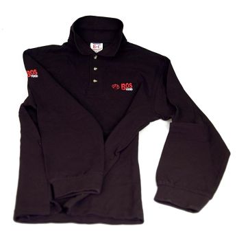 BOS FOOD Polo-Shirt, Langarm, Unisex, schwarz mit Bestickung, Gr. XXL, 1 St