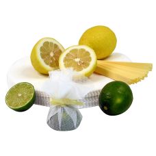 The Original Lemon Wraps - Zitronenserviertuch, weiß, mit gelber Krawatte, 100 St