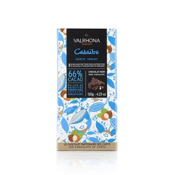 Valrhona Caraibe - Bitterschokolade, mit Haselnusssplittern, 66% Kakao, Karibik, 120 g